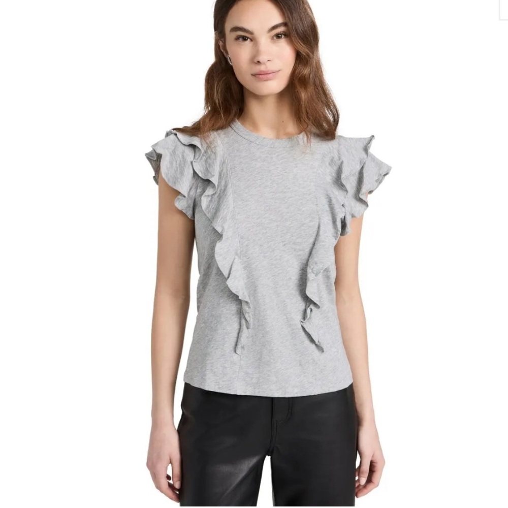 VERONICA BEARD Bea Ruffle Tee, Size XS
